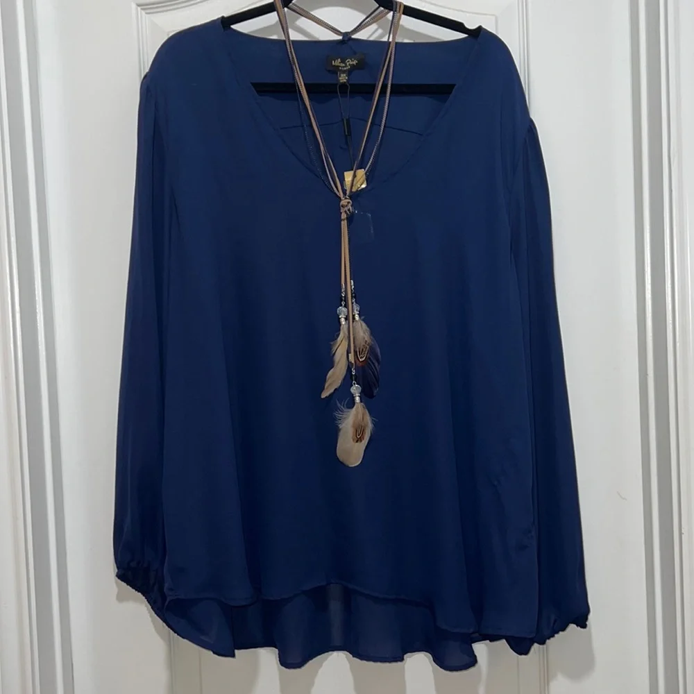 NWT MELISSA PAIGE | Navy Blouse | Size 3X